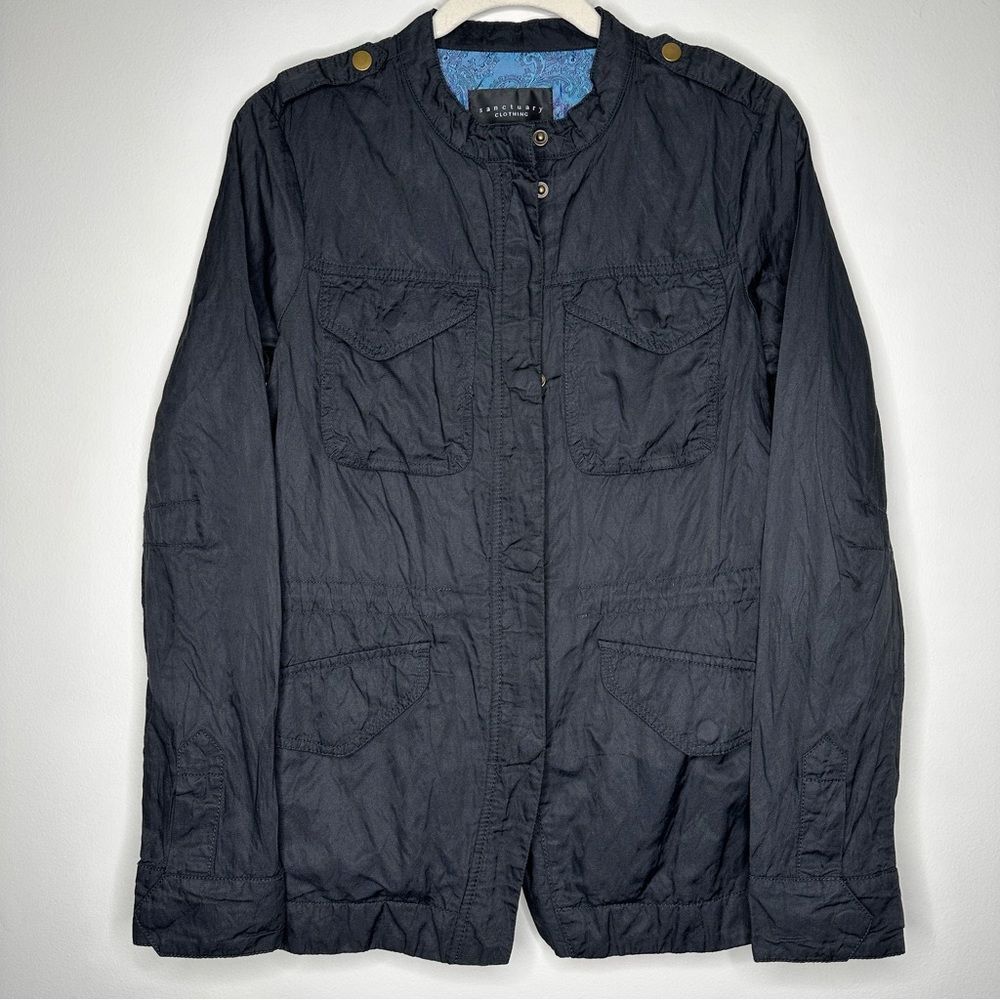 Sanctuary Clothing Black Jacket‎ Zip up Draw String Utility